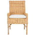 Fauteuil d'appoint côtier en rotin avec coussin – 18,5 l x 22,8 P x 38,2 H po – 19L x 23P x 38H