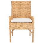 Fauteuil d'appoint côtier en rotin avec coussin – 18,5 l x 22,8 P x 38,2 H po – 19L x 23P x 38H
