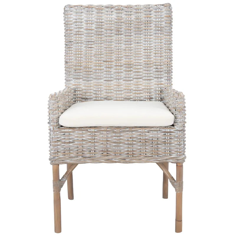 Fauteuil d'appoint côtier en rotin avec coussin – 18,5 l x 22,8 P x 38,2 H po – 19L x 23P x 38H