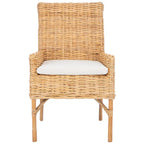 Fauteuil d'appoint côtier en rotin avec coussin – 18,5 l x 22,8 P x 38,2 H po – 19L x 23P x 38H