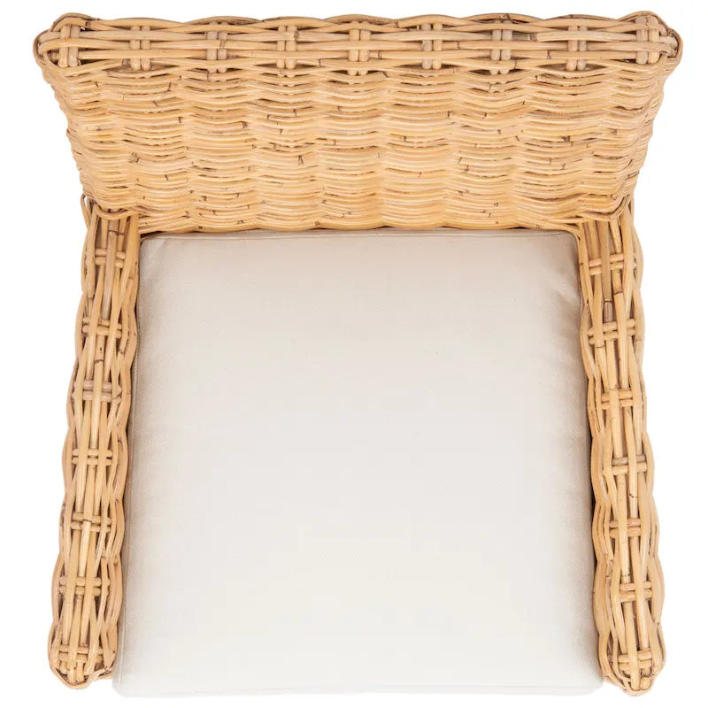 Fauteuil d'appoint côtier en rotin avec coussin – 18,5 l x 22,8 P x 38,2 H po – 19L x 23P x 38H