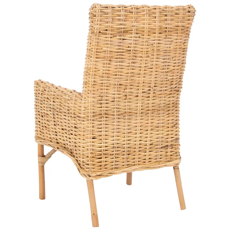 Fauteuil d'appoint côtier en rotin avec coussin – 18,5 l x 22,8 P x 38,2 H po – 19L x 23P x 38H