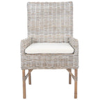 Fauteuil d'appoint côtier en rotin avec coussin – 18,5 l x 22,8 P x 38,2 H po – 19L x 23P x 38H