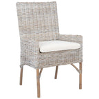 Fauteuil d'appoint côtier en rotin avec coussin – 18,5 l x 22,8 P x 38,2 H po – 19L x 23P x 38H