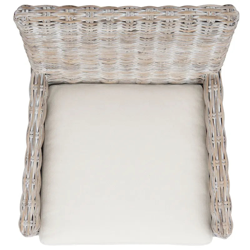 Fauteuil d'appoint côtier en rotin avec coussin – 18,5 l x 22,8 P x 38,2 H po – 19L x 23P x 38H
