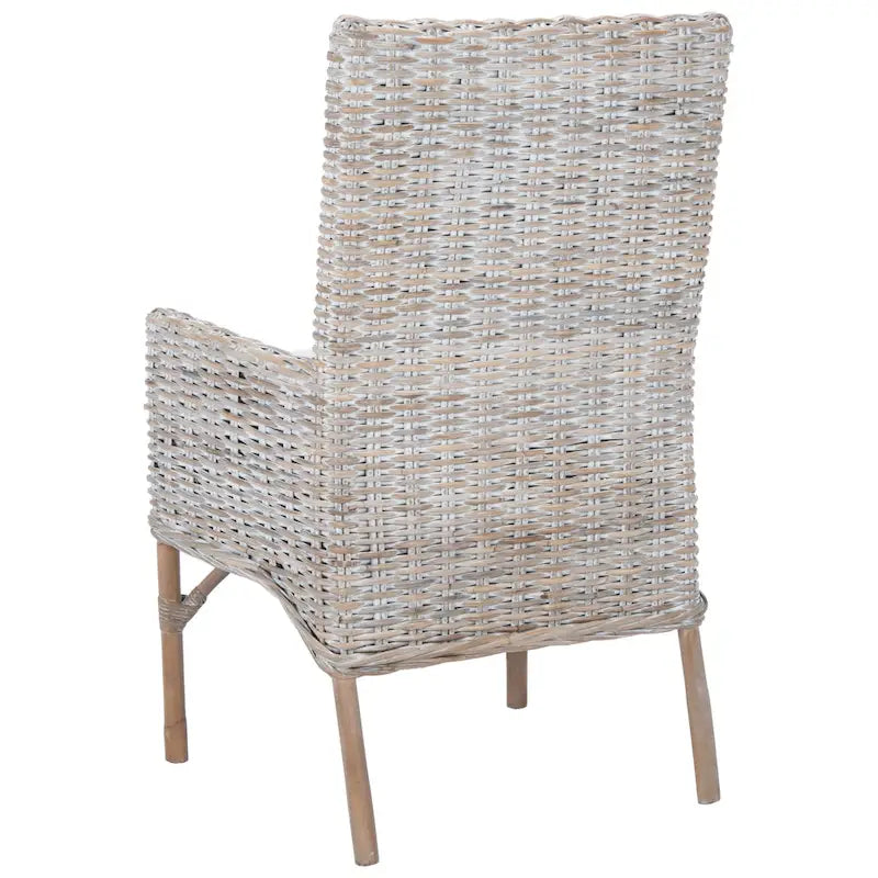 Fauteuil d'appoint côtier en rotin avec coussin – 18,5 l x 22,8 P x 38,2 H po – 19L x 23P x 38H