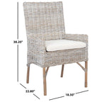 Fauteuil d'appoint côtier en rotin avec coussin – 18,5 l x 22,8 P x 38,2 H po – 19L x 23P x 38H
