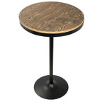 43 Table de Bar / Dînette Industrielle Dakota Ronde en Métal Noir Brun Naturel Réglable