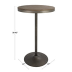 43 Table de Bar / Dînette Industrielle Dakota Ronde en Métal Noir Brun Naturel Réglable