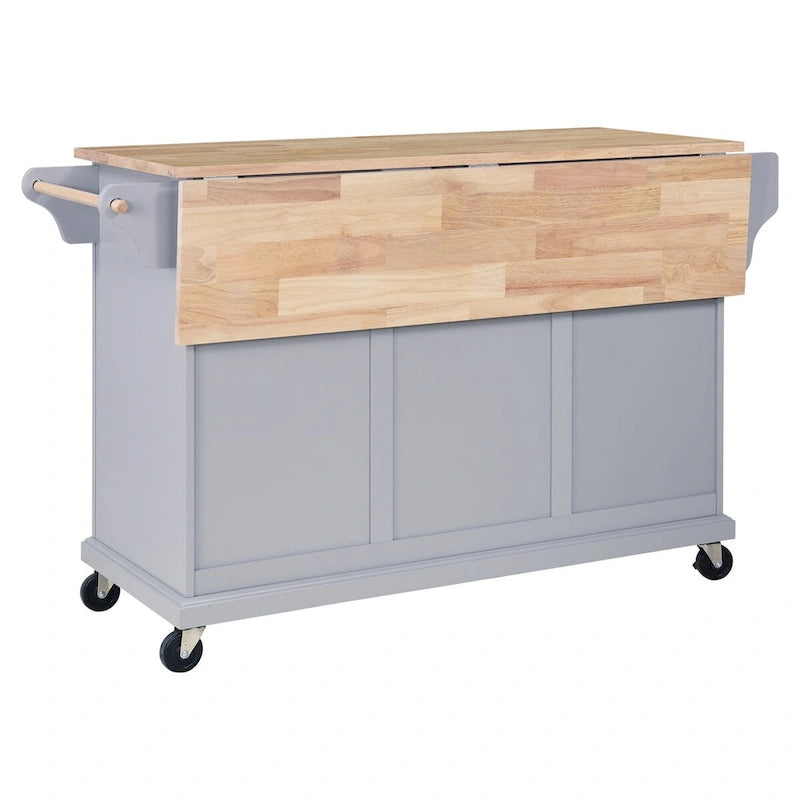 Îlot de cuisine en bois naturel avec rangement