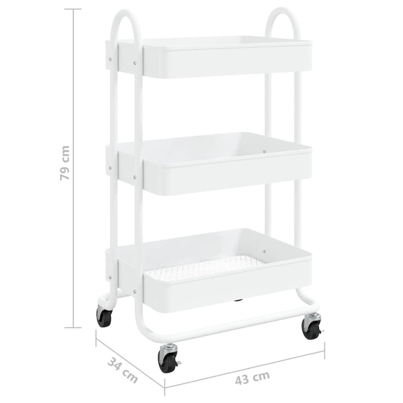 Chariot de cuisine de rangement à 3 niveaux - 42,9 x 34 x 79 cm.