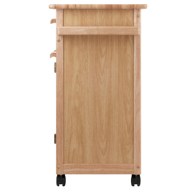 Desserte de cuisine avec armoire, tiroir et porte-serviettes au fini naturel - 26,9 x 18,2 x 34,3 po.
