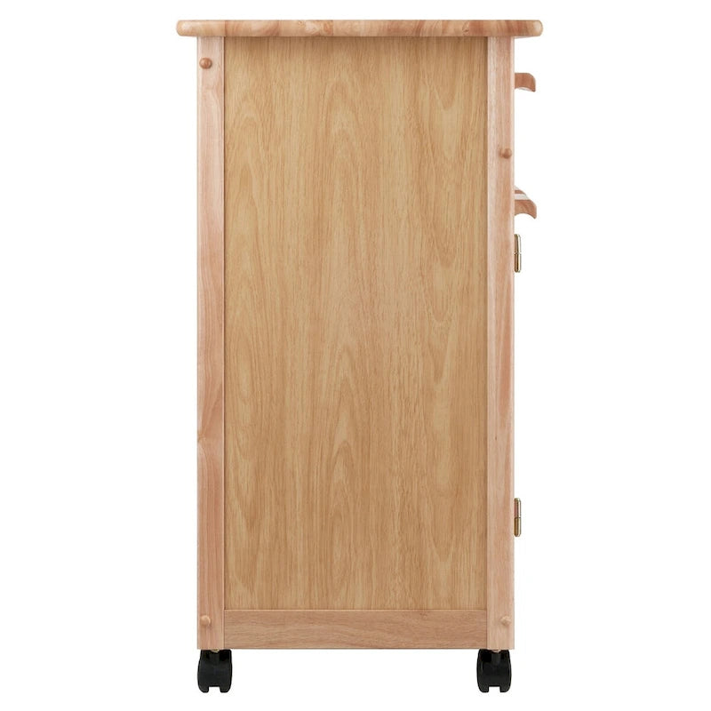 Desserte de cuisine avec armoire, tiroir et porte-serviettes au fini naturel - 26,9 x 18,2 x 34,3 po.