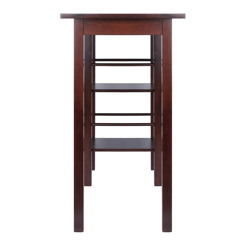Îlot de cuisine pour petit-déjeuner avec étagères en noyer - 114,3 cm L x 50 cm P x 91,9 cm H