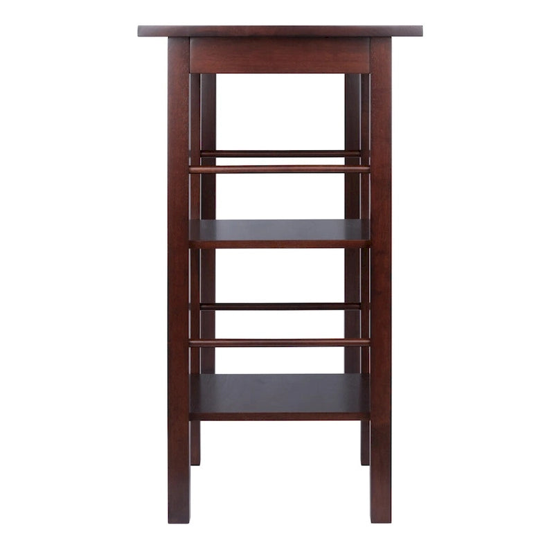 Îlot de cuisine pour petit-déjeuner avec étagères en noyer - 114,3 cm L x 50 cm P x 91,9 cm H