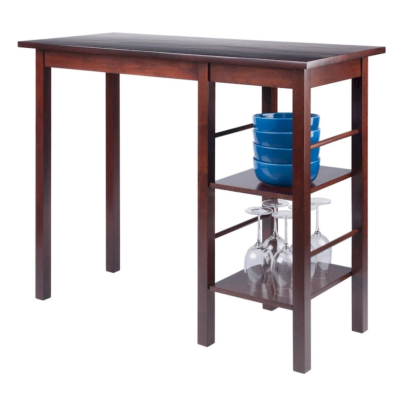 Îlot de cuisine pour petit-déjeuner avec étagères en noyer - 114,3 cm L x 50 cm P x 91,9 cm H