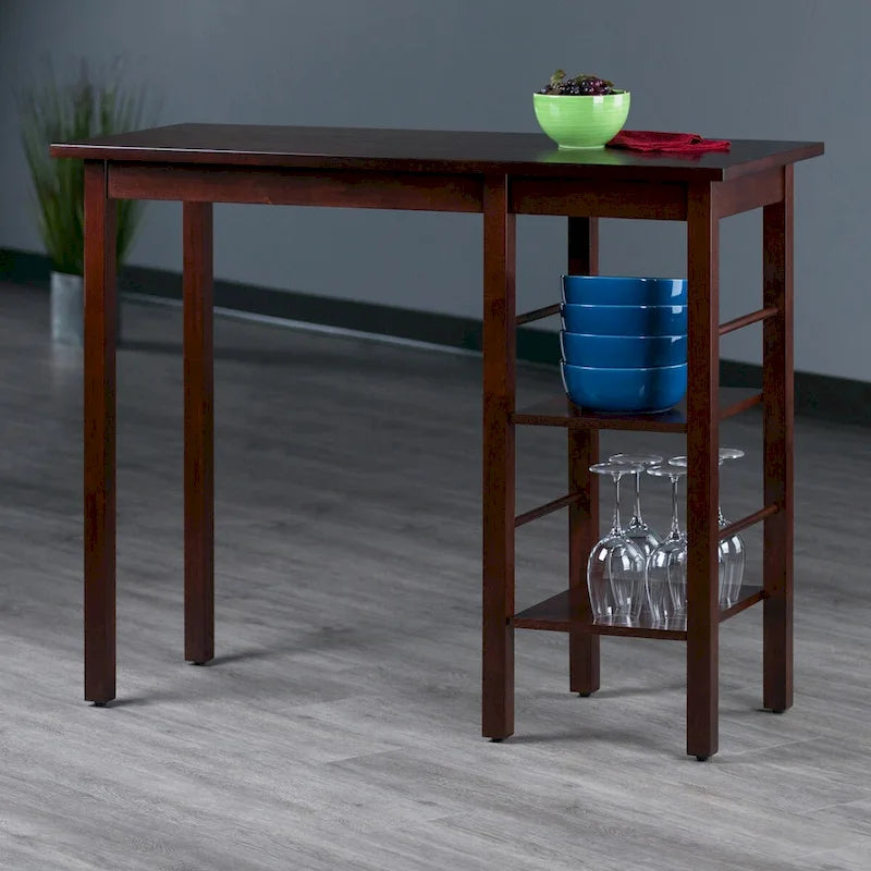 Îlot de cuisine pour petit-déjeuner avec étagères en noyer - 114,3 cm L x 50 cm P x 91,9 cm H