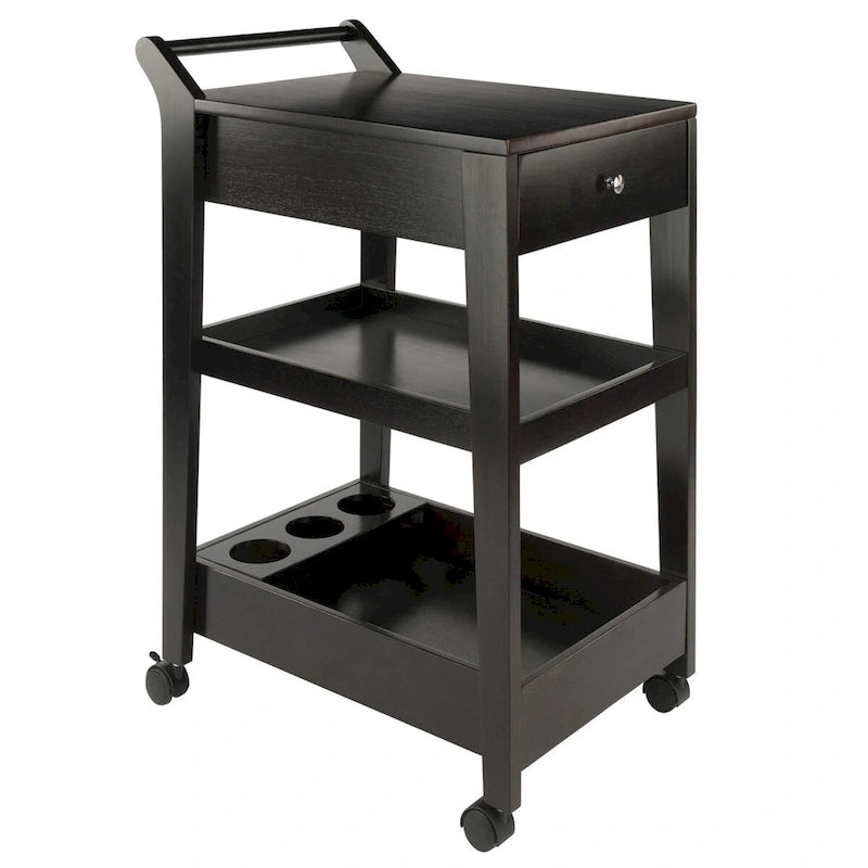 Jeston Entertainment Cart, Espresso - 18.03 x 26.77 x 37.24 inches