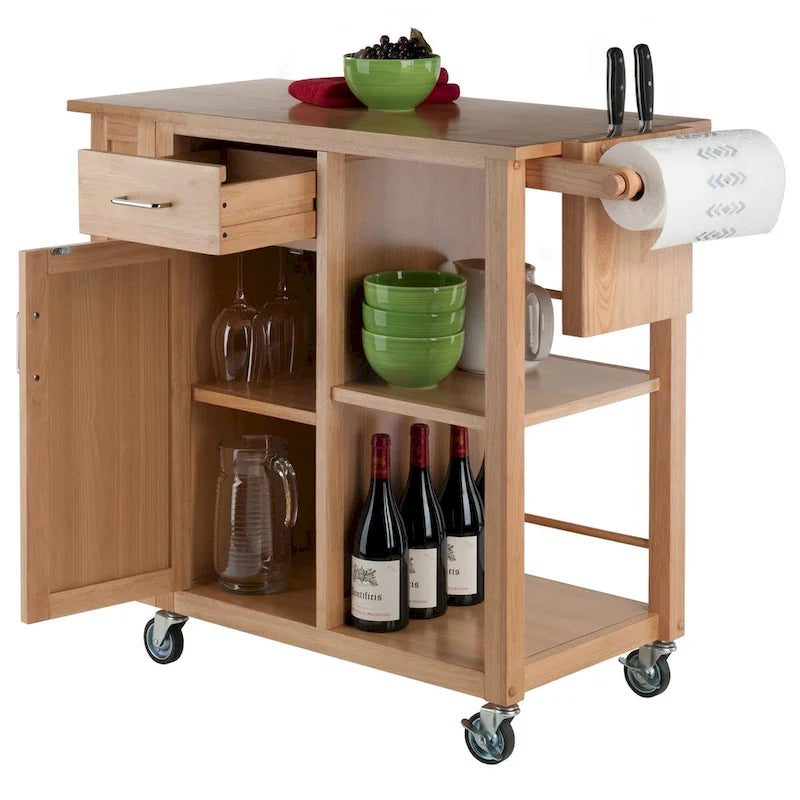 Desserte de cuisine en bois naturel – 108 x 48,2 x 90,5 cm