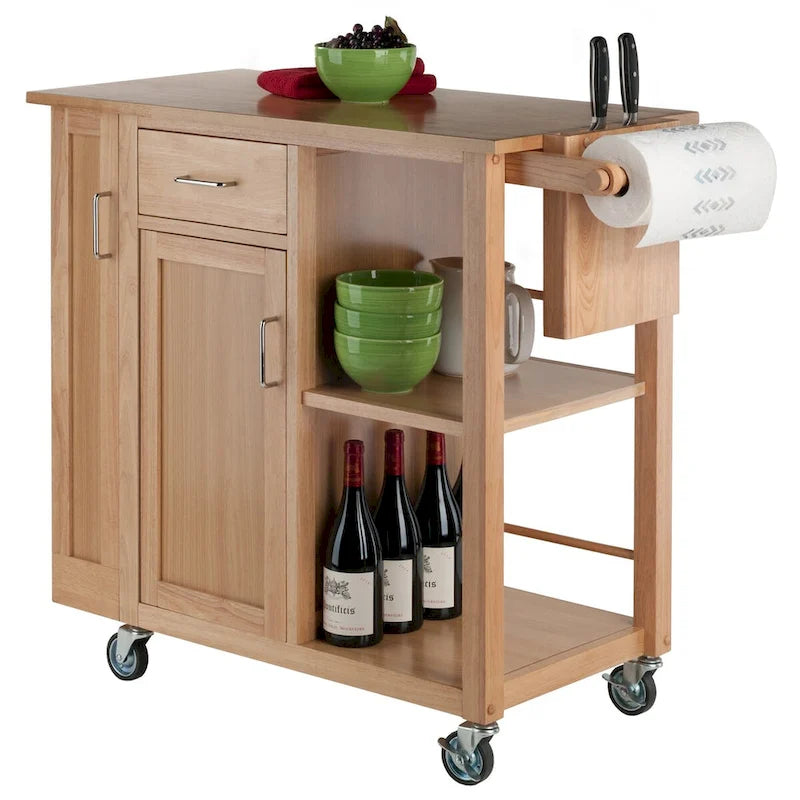 Desserte de cuisine en bois naturel – 108 x 48,2 x 90,5 cm