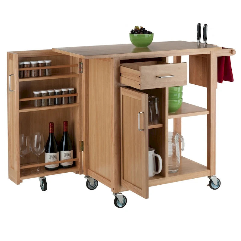 Desserte de cuisine en bois naturel – 108 x 48,2 x 90,5 cm