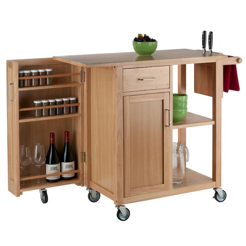 Desserte de cuisine en bois naturel – 108 x 48,2 x 90,5 cm