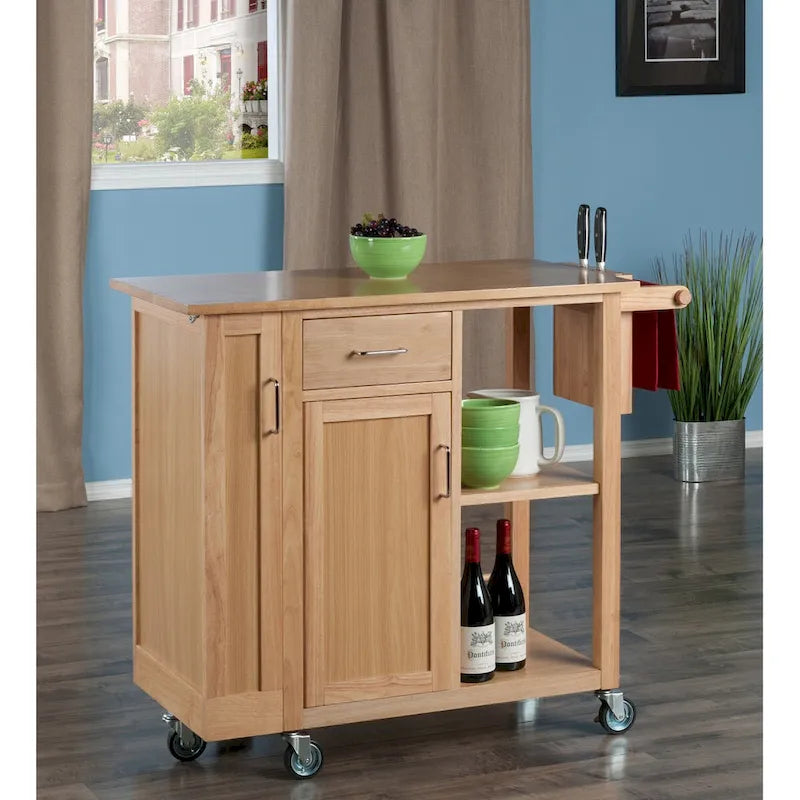 Desserte de cuisine en bois naturel – 108 x 48,2 x 90,5 cm