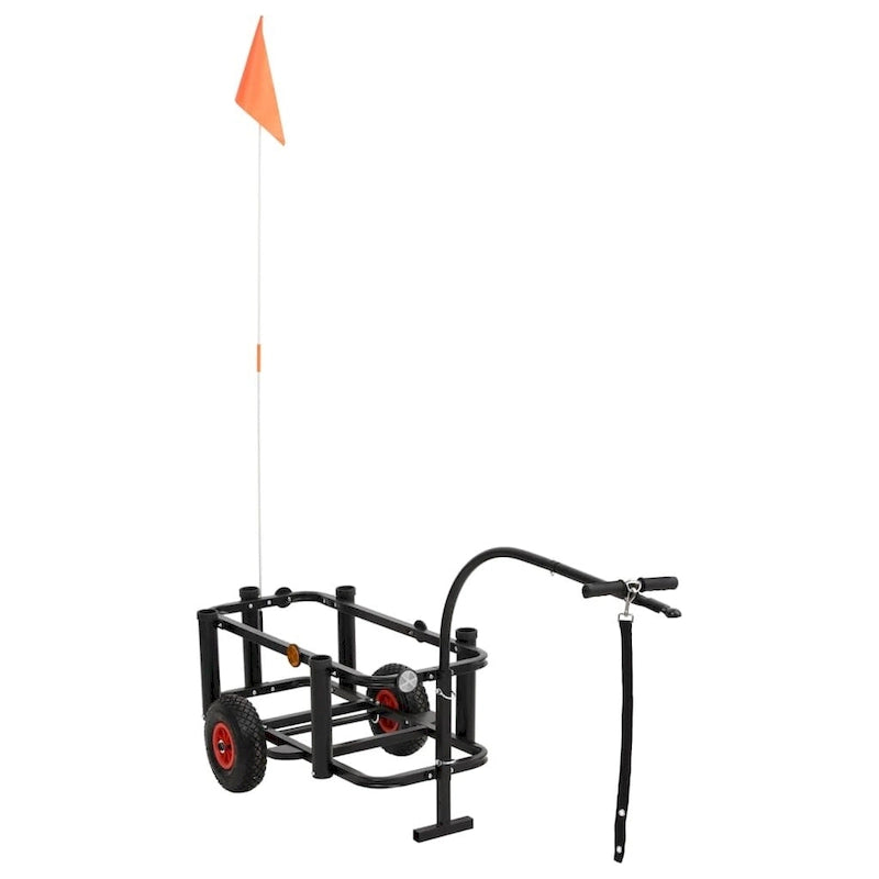 Chariot de pêche en acier noir - 87,1 x 37,1 x 82 cm.
