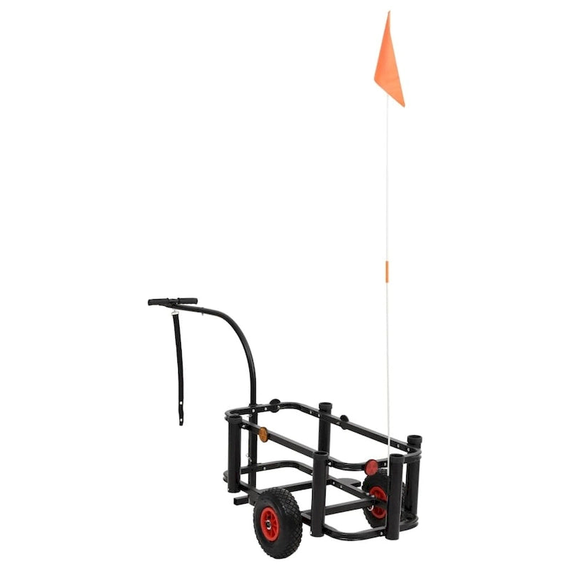Chariot de pêche en acier noir - 87,1 x 37,1 x 82 cm.