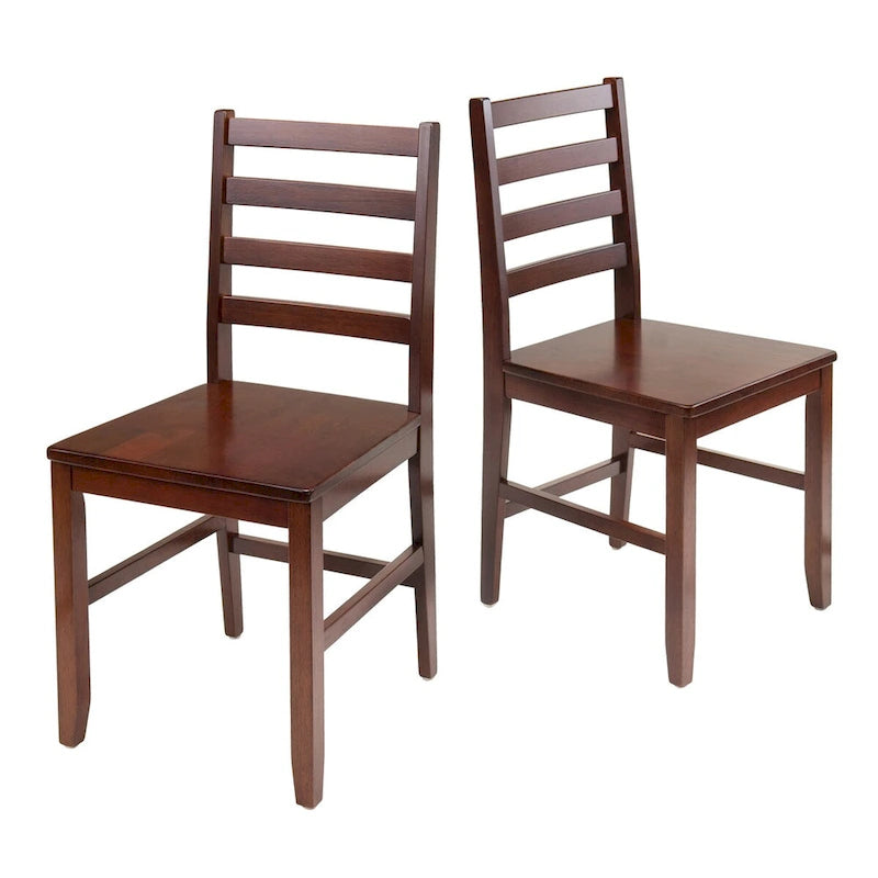 Ensemble de 2 chaises à dossier échelle, Noyer - 16,54 x 18,63 x 34,65 pouces