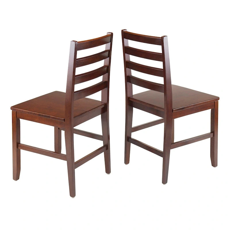 Ensemble de 2 chaises à dossier échelle, Noyer - 16,54 x 18,63 x 34,65 pouces