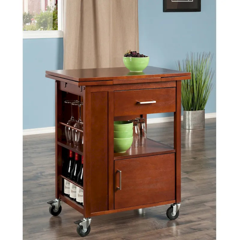 Desserte de cuisine à plateau extensible, fini noyer – 69,9 x 46,6 x 85 cm
