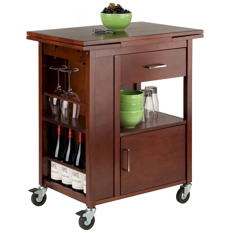 Desserte de cuisine à plateau extensible, fini noyer – 69,9 x 46,6 x 85 cm