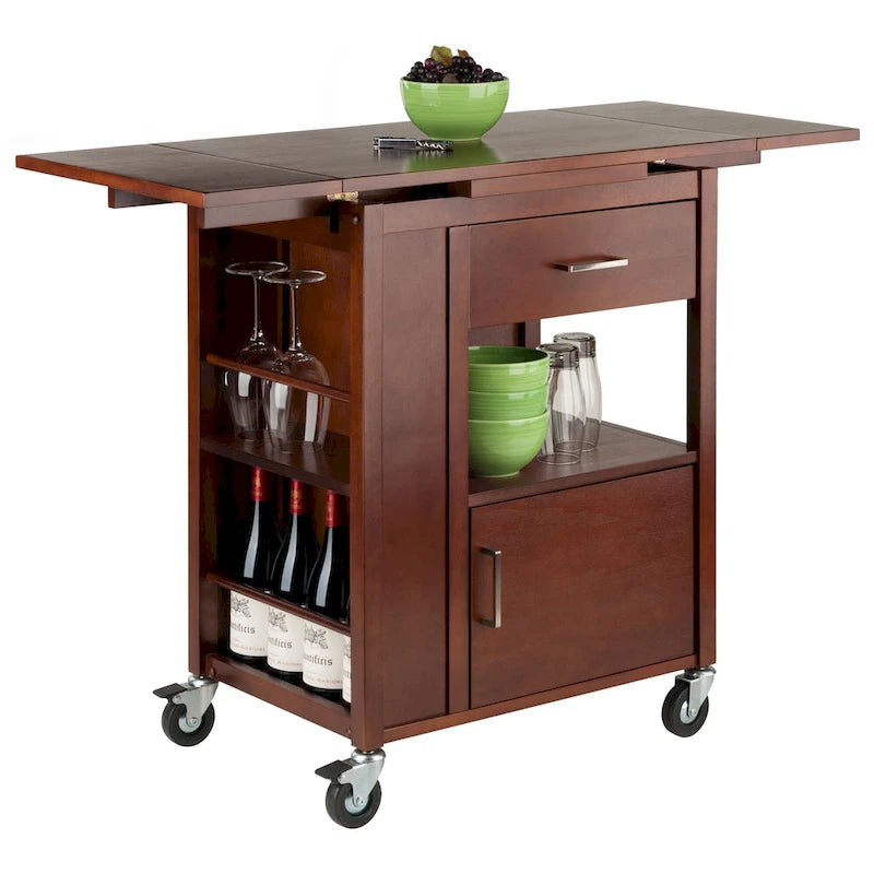 Desserte de cuisine à plateau extensible, fini noyer – 69,9 x 46,6 x 85 cm