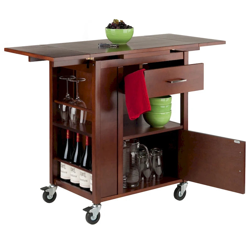 Desserte de cuisine à plateau extensible, fini noyer – 69,9 x 46,6 x 85 cm