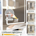 Coiffeuse avec Lumières 3 Couleurs et Miroir Ouvrant, 4 Tiroirs