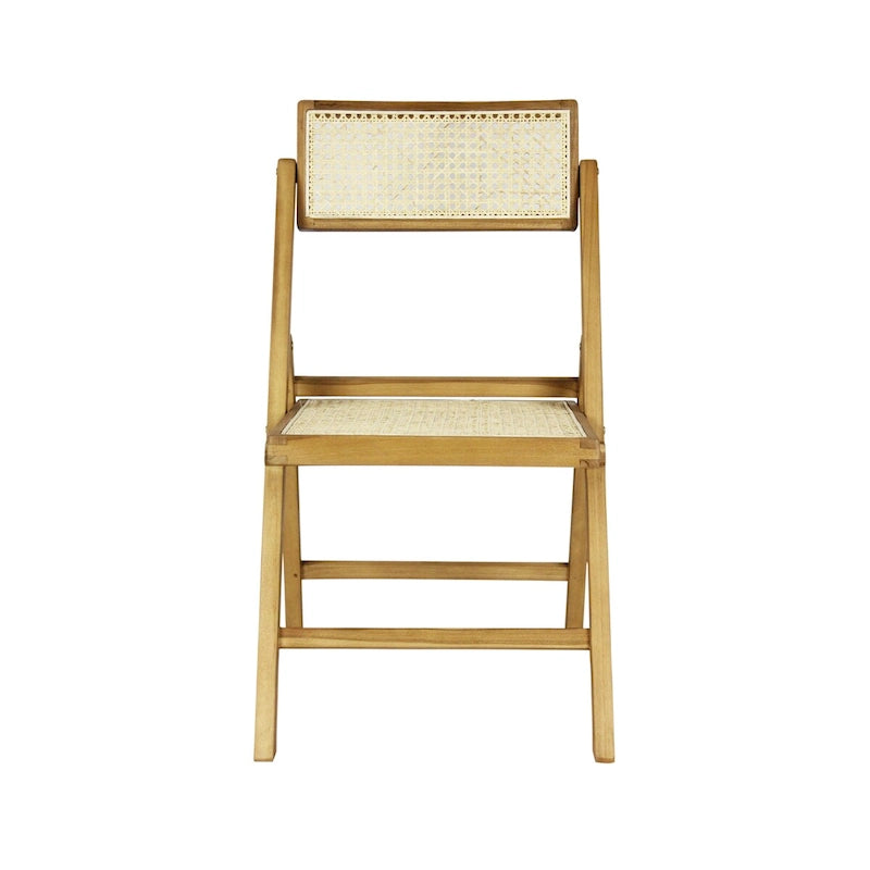 Chaises pliantes en rotin et bois rétro médiévales avec dossiers réglables (deux chaises par lot).