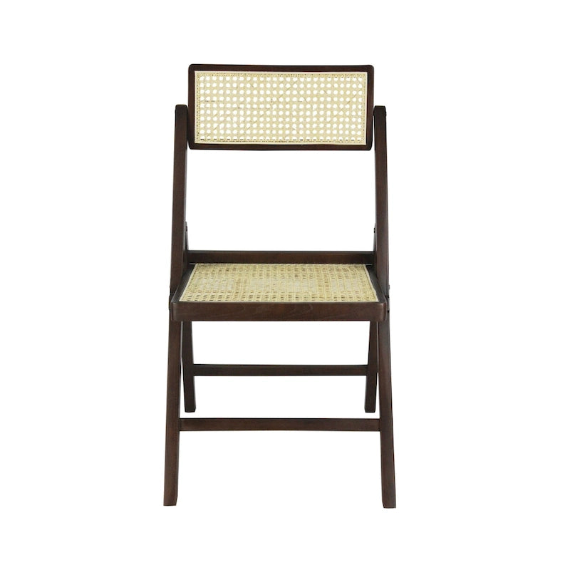Chaises pliantes en rotin et bois rétro médiévales avec dossiers réglables (deux chaises par lot).