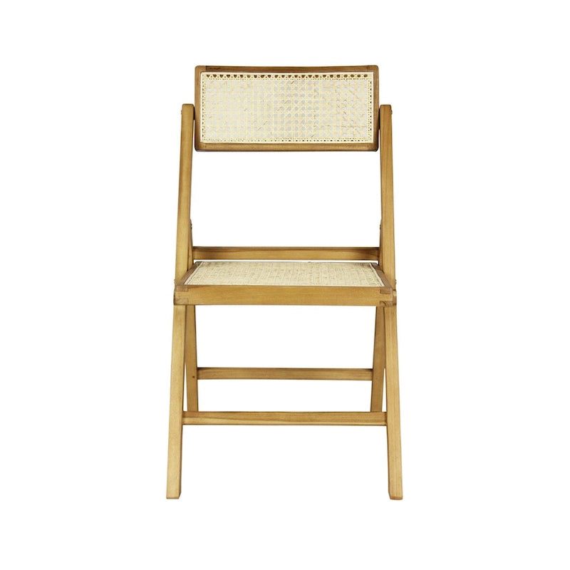 Chaises pliantes en rotin et bois rétro médiévales avec dossiers réglables (deux chaises par lot).