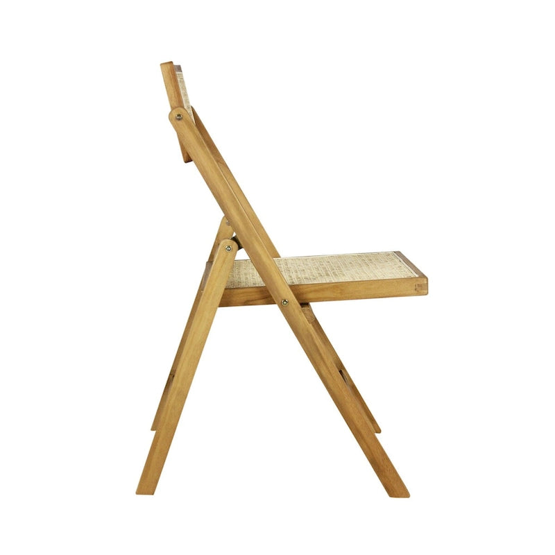 Chaises pliantes en rotin et bois rétro médiévales avec dossiers réglables (deux chaises par lot).