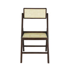 Chaises pliantes en rotin et bois rétro médiévales avec dossiers réglables (deux chaises par lot).