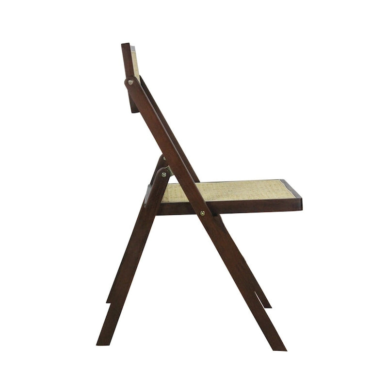 Chaises pliantes en rotin et bois rétro médiévales avec dossiers réglables (deux chaises par lot).