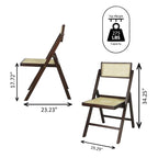 Chaises pliantes en rotin et bois rétro médiévales avec dossiers réglables (deux chaises par lot).