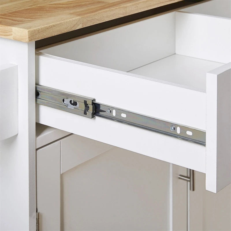 Desserte de cuisine roulante avec étagère réglable, porte-torchons et plateau en bois d'hévéa