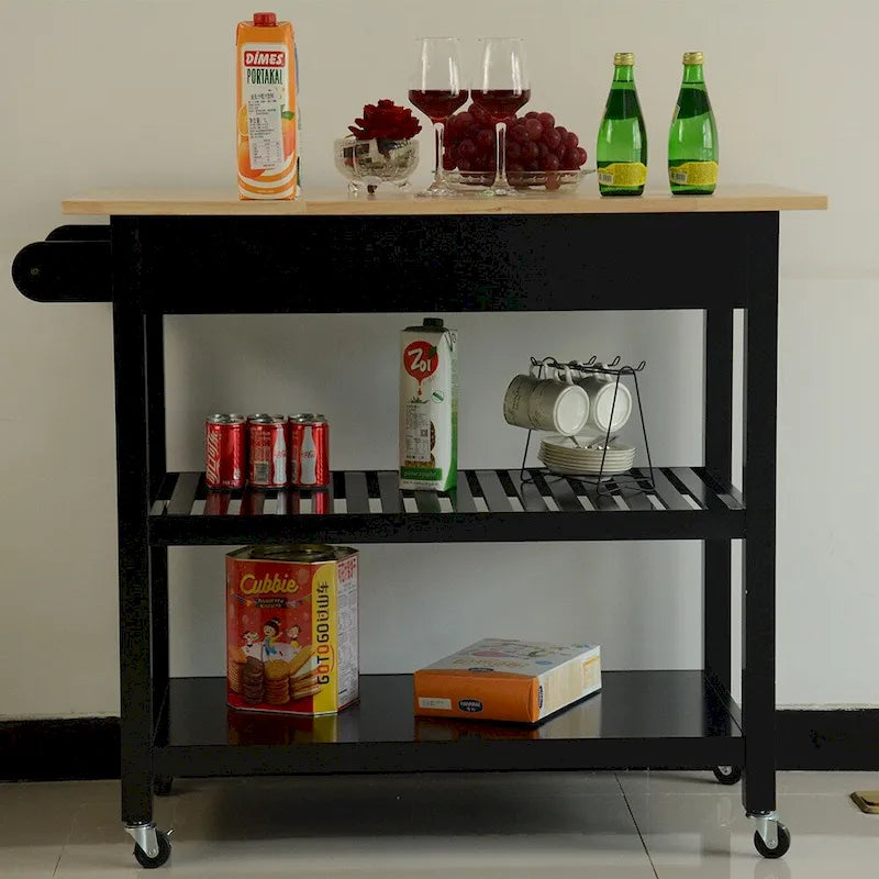 Desserte de cuisine en MDF avec deux roues verrouillables