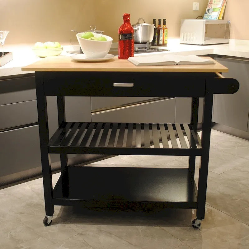 MDF Kitchen Cart with Two Lockable Wheels
