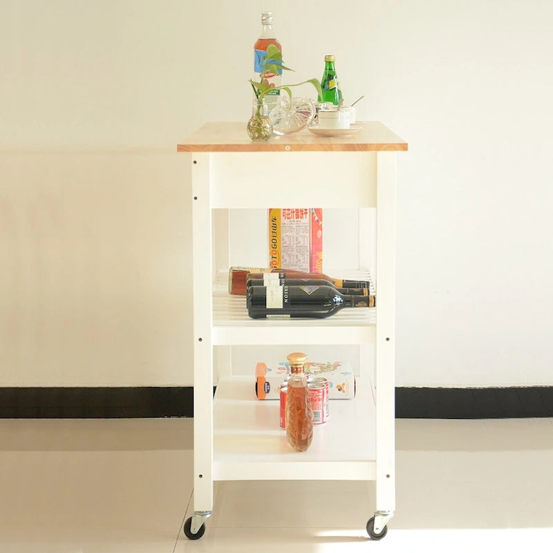 Desserte de cuisine en MDF avec deux roues verrouillables