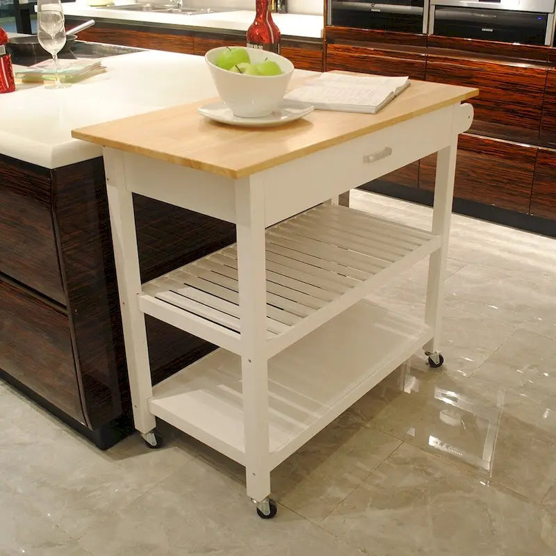 Desserte de cuisine en MDF avec deux roues verrouillables
