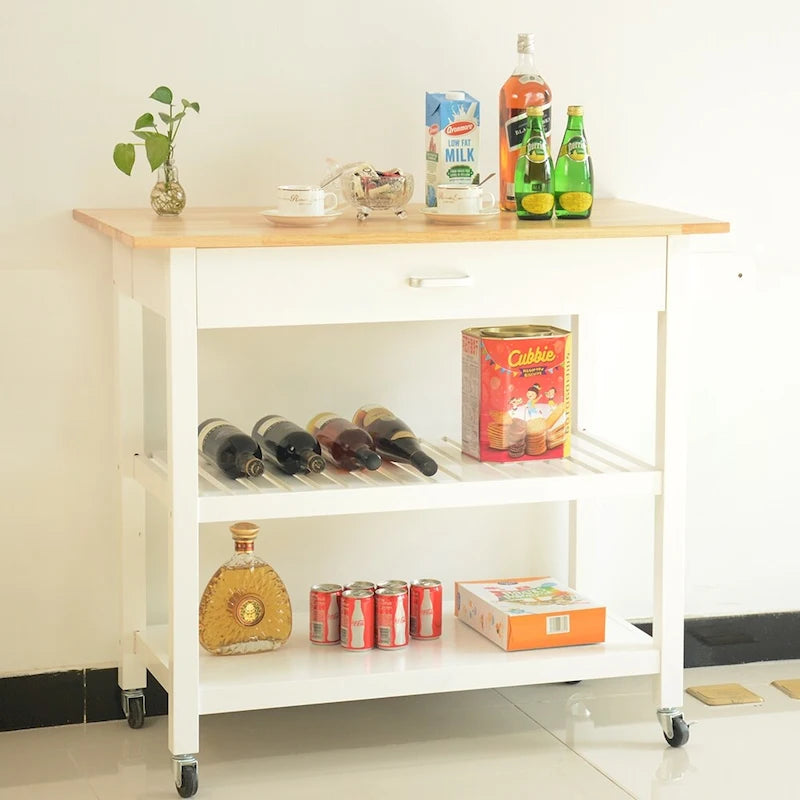 Desserte de cuisine en MDF avec deux roues verrouillables