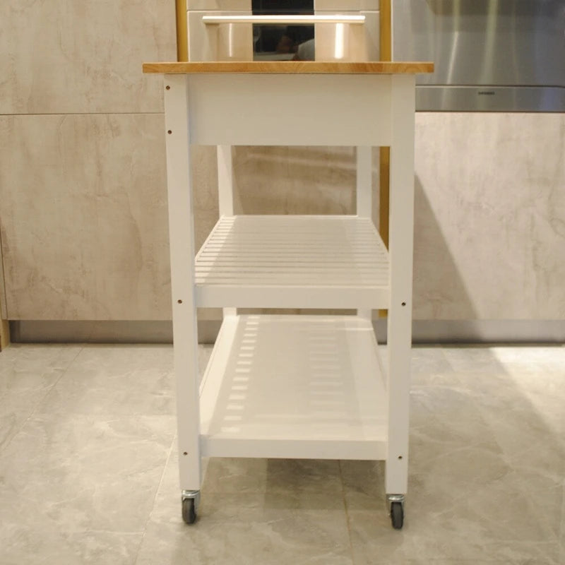 Desserte de cuisine en MDF avec deux roues verrouillables